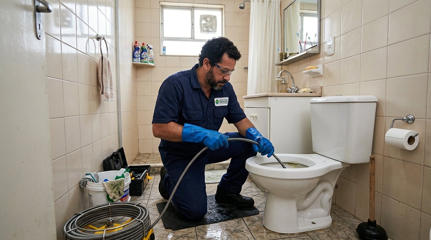Encanador em Atendimento no Banheiro em Indaiatuba‑SP
