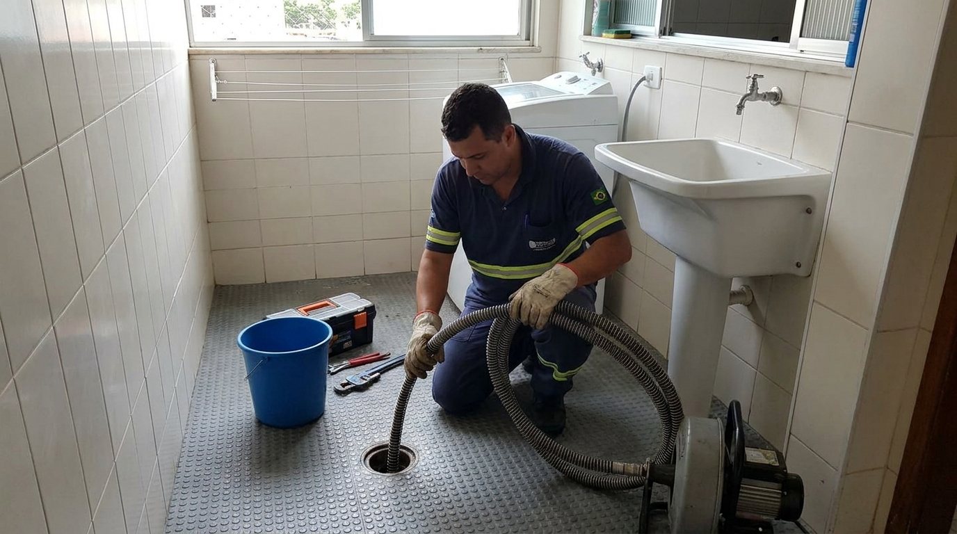 Ponto de Esgoto na Lavanderia em Indaiatuba‑SP
